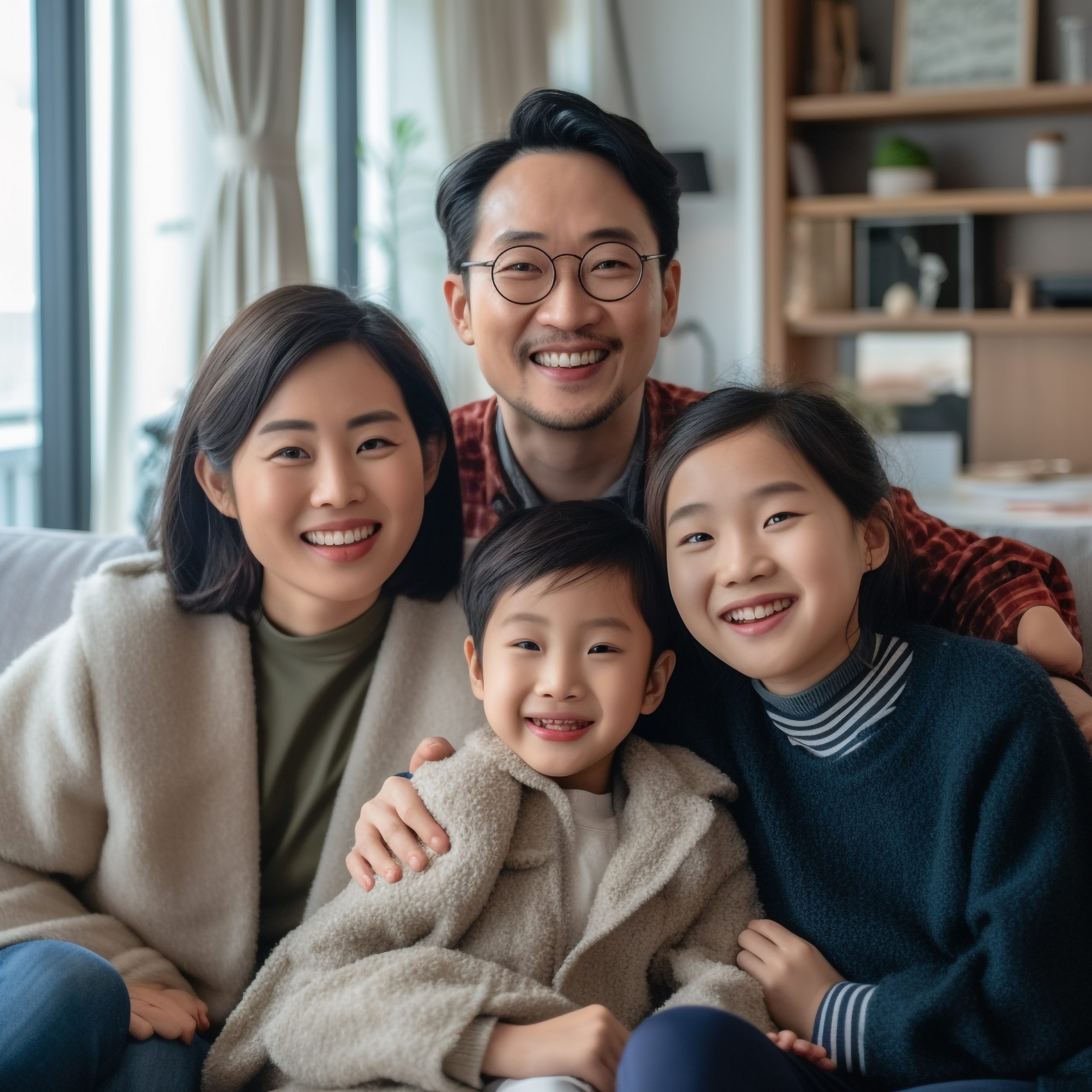 Happy Asian family Generative AI